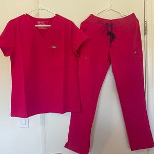 Figs Hot Pink Catarina Top Small and Yola Pant Small
